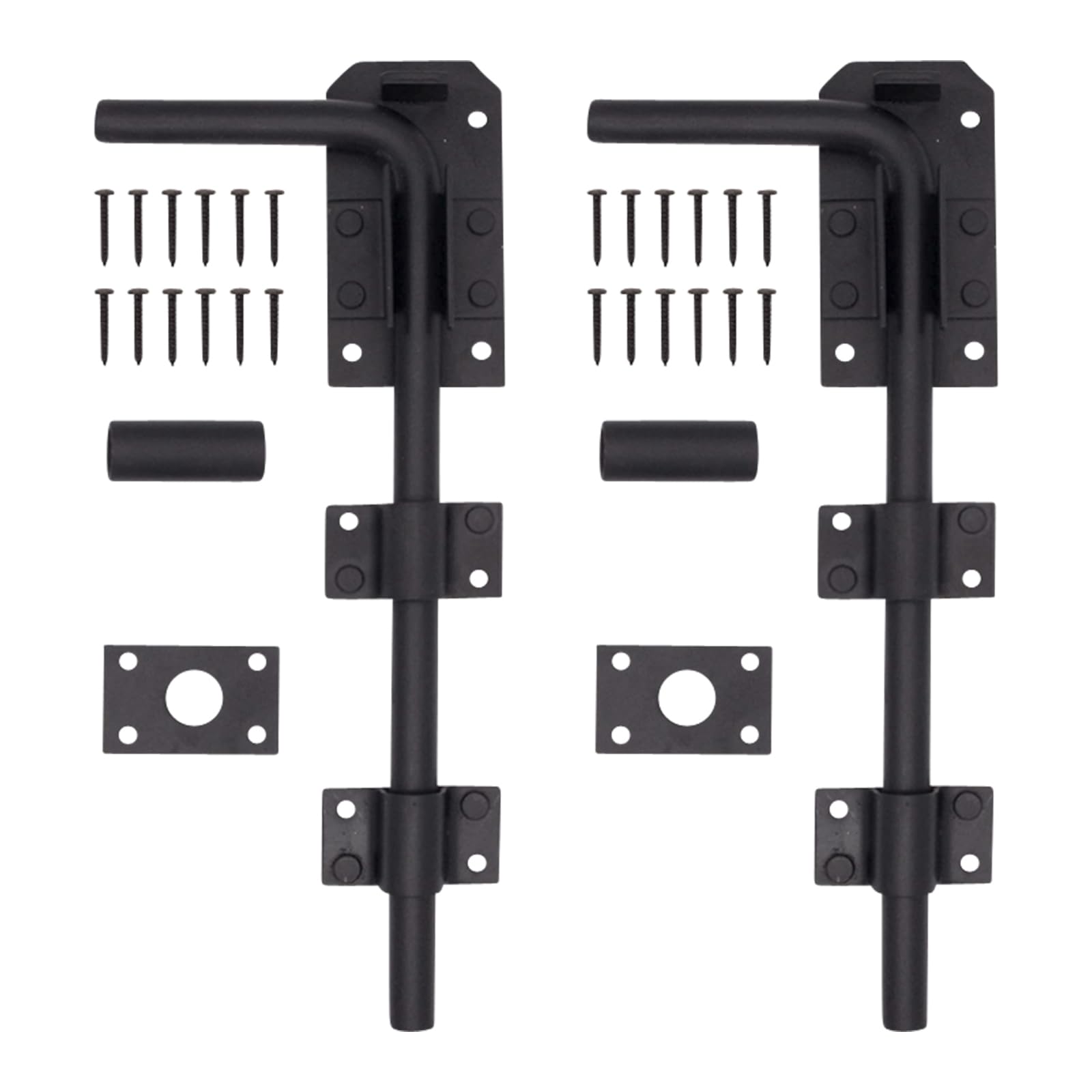 EAI Gate Drop Bolt | Heavy Duty Black 18 Inch / 450mm Gate/Garage Drop Down Bolt | Pack of 2 with Fixings