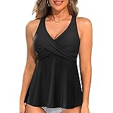 Tempt Me Women Tankini Top Only Flowy Swim Tops V Neck Bathing Suit Top