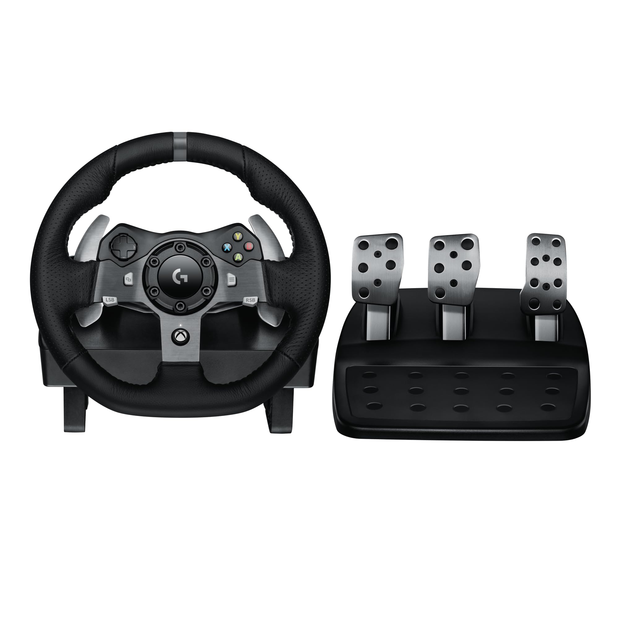 Logitech G920 Driving Force Gaming Rennlenkrad, Zweimotoriges Force Feedback, 900° Lenkbereich, Racing Leder-Lenkrad, Verstellbare Edelstahl Bodenpedale, für Xbox Series X|S, Xbox One, PC - Schwarz