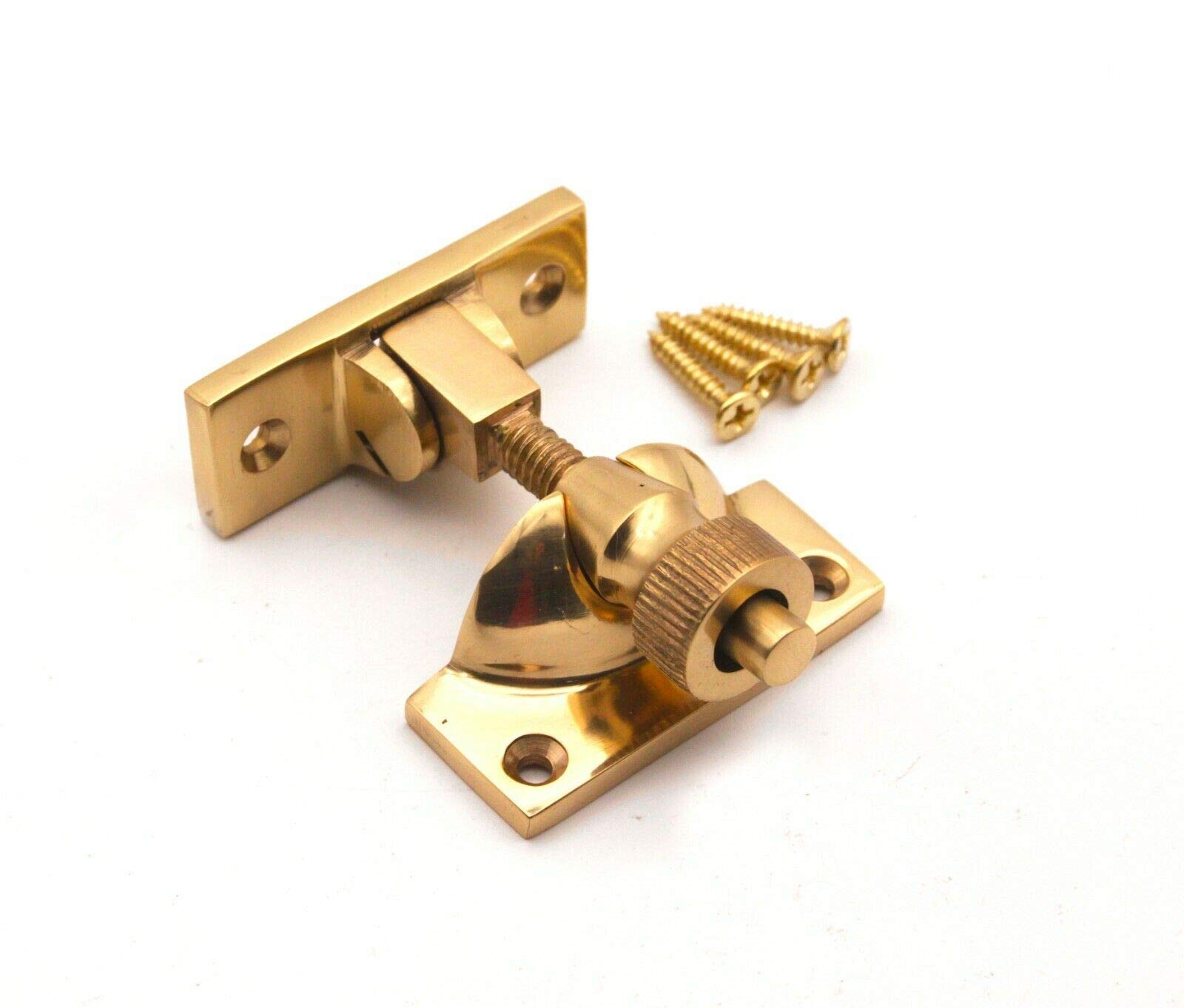Solid Brass Brighton Victorian Brass/Chrome SASH Screw Down Wedge Window Fastener (Polished Brass)