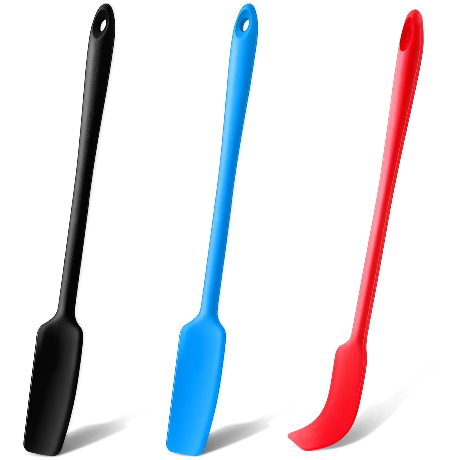 Mabor 3Pcs Silicone Jar Spatula Long Handled Silicone Jar Scraper for Baking Cooking Non Stick Heat Resistant Skinny Spatula Scraper for Jars Butter Kitchen Accessories