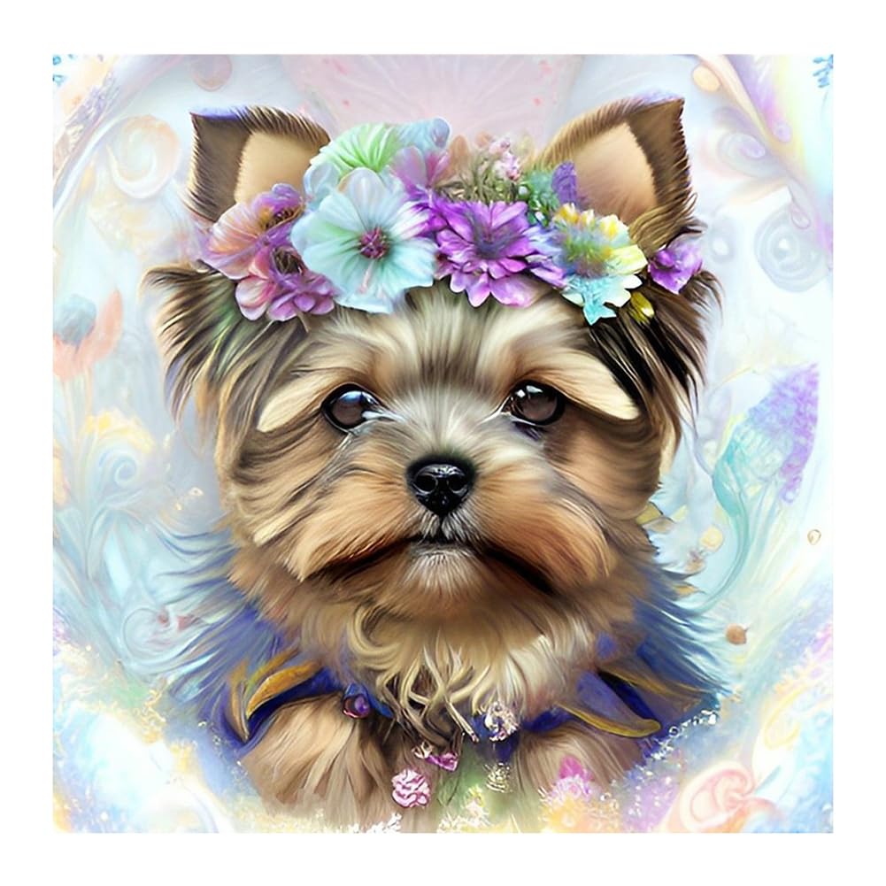 Stalente Diamond Painting Kits for Adults, 5D DIY Diamond Art Kits for Beginners Round Full Drill Diamond Painting for Home Wall Decoration Gift 30x30cm/12×12inch, Dog