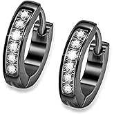 ADAIER Small 316L Stainless Steel Chunky Hoop Earrings for Women Men Hypoallergenic CZ Cartilage Huggie Earrings for Sensitive Ears Non Tarnish Huggie Hoops Earring Stacks for Multiple Piercing Jewelry Lightweight SE-41