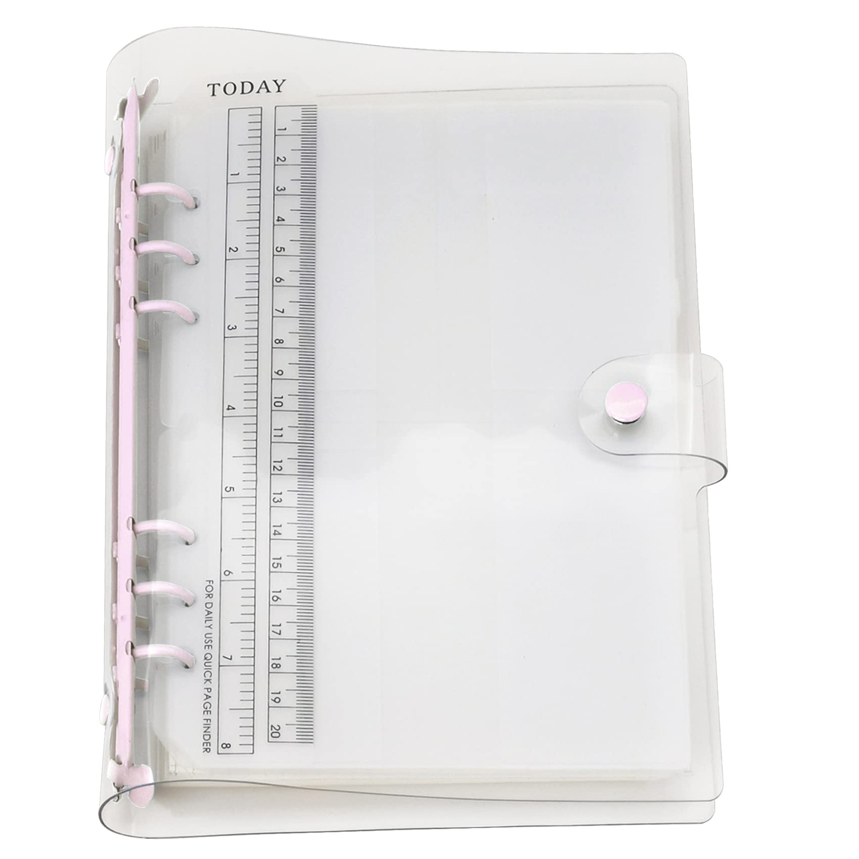 A6 A5 6-Holes Colorful PVC Cover Round Ring View Binder with Snap Button Closure File Folder (Parfait Pink, A5 Combo)