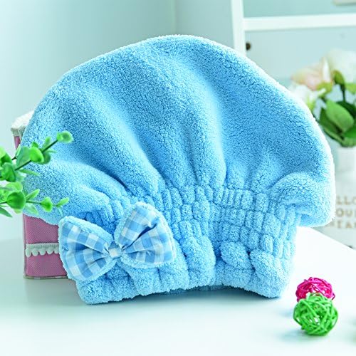 SOFTOWN Microfiber Hair Drying Towel Wrap Ultra Absorbent for Short Hair, 1 Pack, 9 x 12 inch, Blue