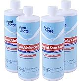 Pool Mate 1-Quart 4-Pack Premium Liquid Solar Cover, Made in USA | Liquid Solar Blanket for Pool, Helps Prevent Heat Loss and Evaporation, 4 ounces per 15,000 gallons of water every 2 weeks