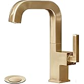 Lava Odoro Champagne Gold Bathroom Faucet Single Hole, Bronze Gold Bathroom Sink Faucet Single Handle Vanity Faucets with Drain Assembly, Restroom Solid Brass Faucets Deck Plate Included BF204-CB