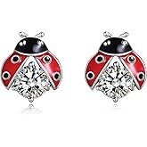 POPLYKE Sterling Silver Cute Animal Stud Earrings for Women Ladybug/Fox/Dinusaur/Frog Earrings Jewelry Gifts