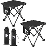 Opliy Camping Stool 2Pack Upgrade Foot Stool for Camping Fishing Hiking Gardening and Beach, Camping Seat with Carry Bag, Black, 600D Double Oxford Cloth and Steel Pipe