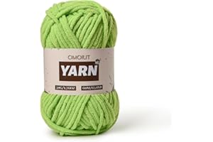 OMOIUT Plush Chenille Chunky Crochet Yarn - Baby Yarn for Crocheting Soft - Velvet Yarn Knitting for Blankets Crafts - Fluffy Amigurumi Yarn 50g / 65.6yd (Grass Green)