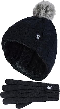 girls bobble hat and gloves