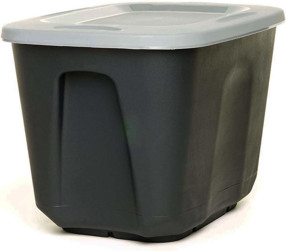 HOMZ Standard Storage Container, Silver Lid, 4 Pack, Black