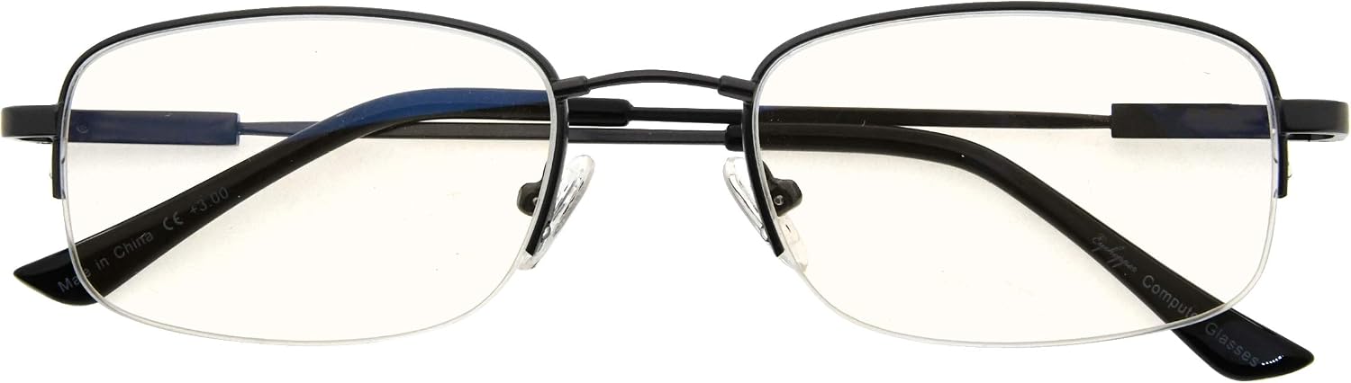 Visionkr Bendable Memory Titanium,Blue Light Blocking,Half-Rim Computer Reading Glasses(Gunmetal) +1.5, Cg1704-gunmetal