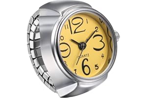 Ibohevo Women Finger Watch Rings: Unisex Vintage Waterproof Men Finger Ring Clock Set Analog Arabic Numerals Dial Novelty Quartz Watches with Elastic Band