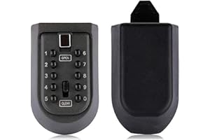 Lospu HY Indoor & Outdoor Key Lock Box Wall Mounted Push Button Combination Key Safe Storage Security Lock Box with Black Rubber Cover & Wall Bolt Fixings for 5 to 7 Mortise Style Keys