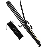 LANVIER 1.25 Inch Curling Iron, Extra Long Barrel 1 1/4 Inch Curling Iron for Long Hair up to 450F, Worldwide Dual Voltage Hair Curler for Traveling, Hair Waving Style Tool Black