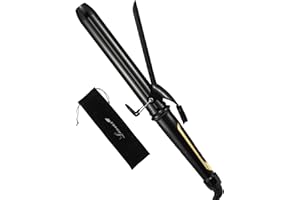 LANVIER 1.25 Inch Curling Iron, Extra Long Barrel 1 1/4 Inch Curling Iron for Long Hair up to 450F, Worldwide Dual Voltage Hair Curler for Traveling, Hair Waving Style Tool Black