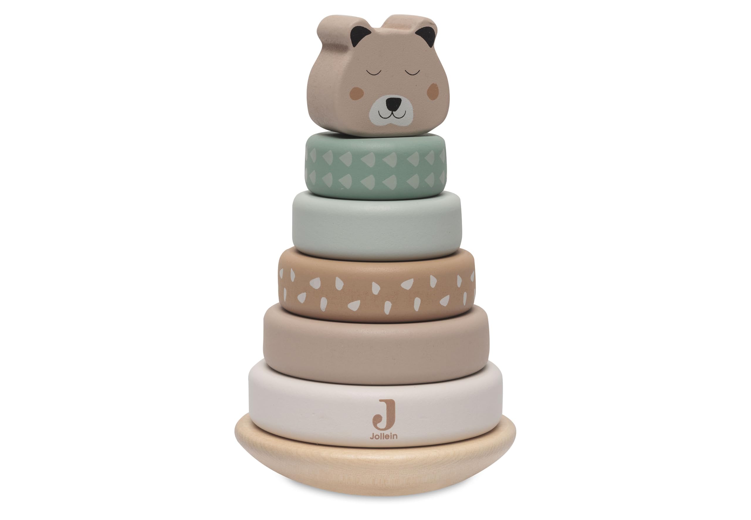 Jollein 120-001-68103 Wooden Stacking Tower with Rings, Wood-coloured
