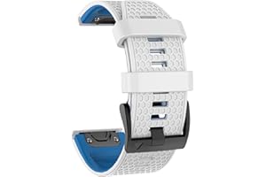 MYSNBKN Compatible with Garmin Fenix 7 Band, 22mm Easy-fit Sport Silicone Strap for Fenix 5/Fenix 5 Plus/Fenix 6/Fenix 6 Pro Smartwatch,White Blue