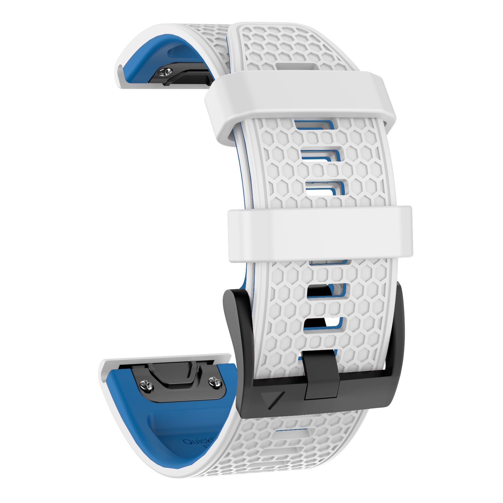 MYSNBKN 22mm Quick Fit Strap for Garmin Fenix 7/Fenix 6/Fenix 5/EPIX 2, Soft Silicone Replacement Band for Garmin Forerunner 935/945/955/754/Approach S60/S62, White blue