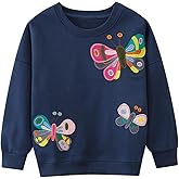 B&G-KID Toddler Girls Crewneck Sweatshirts Kids Applique Long Sleeve Shirts Pullover Cotton Winter Casual Tops Clothes 2-7T.