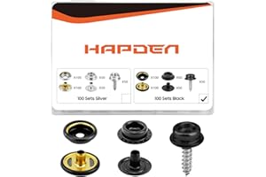 HAPDEN 350 Pcs Boat Cover Snaps, Canvas Snap Kit & Button Snaps, 100 Set Heavy Duty Snap Fasteners Kit 3/8" Socket Stainless Steel Snaps Marine Grade for Leather Boat Cover Furniture (Black)