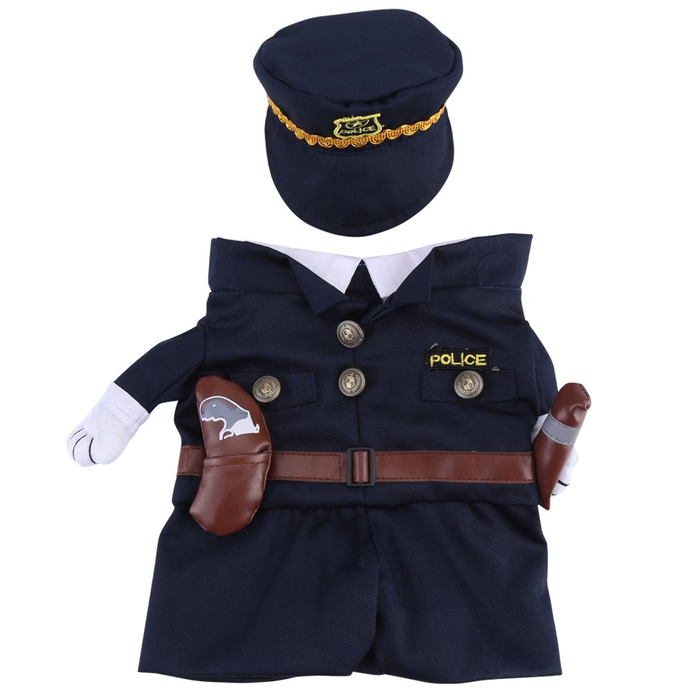 Pet Cosplay Outfit Funny Dog Cat Party Costume Puppy Police Uniform Pet Cosplay Clothes for Halloween Christmas Theme Party (M)