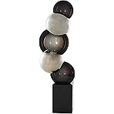 Deco 79 Glass Abstract Decorative Sculpture Stacked Orb Home Decor Statue with Black Base, Accent Figurine 6" x 4" x 18", Sil