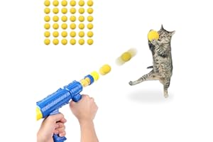 Found Notice Cat Toy Balls with Launcher,Air Balls Shooting Foam Ball Game, Interactive Kitten Toys for Indoor Cats Self Play, Suitable for Training and Playing（48Pcs）