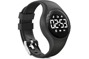 synwee Kids Digital Pedometer Watch, Step Counting Watch, Fitness Tracker, Waterproof, Date/Alarm Clock/Timer, for Children Teens Boys Girls Women (Black) …