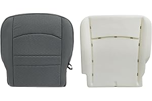 Priprilod Cloth Gray Driver Side Bottom Replacement Seat Cover & Driver Foam Cushion Compatible with Dodge Ram 1500 2500 3500 4500 5500 2013 2014 2015 2016 2017 2018