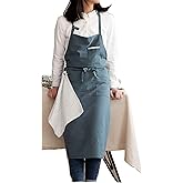 AOBBYBBS Adjustable Japan Nordic Style Soft Cotton Linen Apron with Four Pockets A Towel