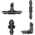 JOYPRO 1/4 Inch Drip Irrigation Fittings Kit, 130 Pieces Drip Irrigation Parts for 1/4" Irrigation Tubing for Garden Lawn, Drip Line Barbed Connectors - 60 Couplings, 40 Tees, 20 Elbows, 10 End Plugs