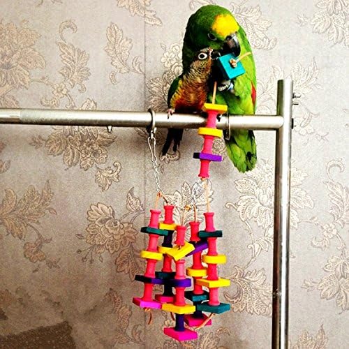 Colorful Wooden Cubes Blocks Bird Parrot Cage Chew Toys Cages Conure Toys