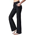 Keolorn Women's Bootcut Yoga Pants with Pockets High Waist Bootleg Yoga Workout Pants for Women