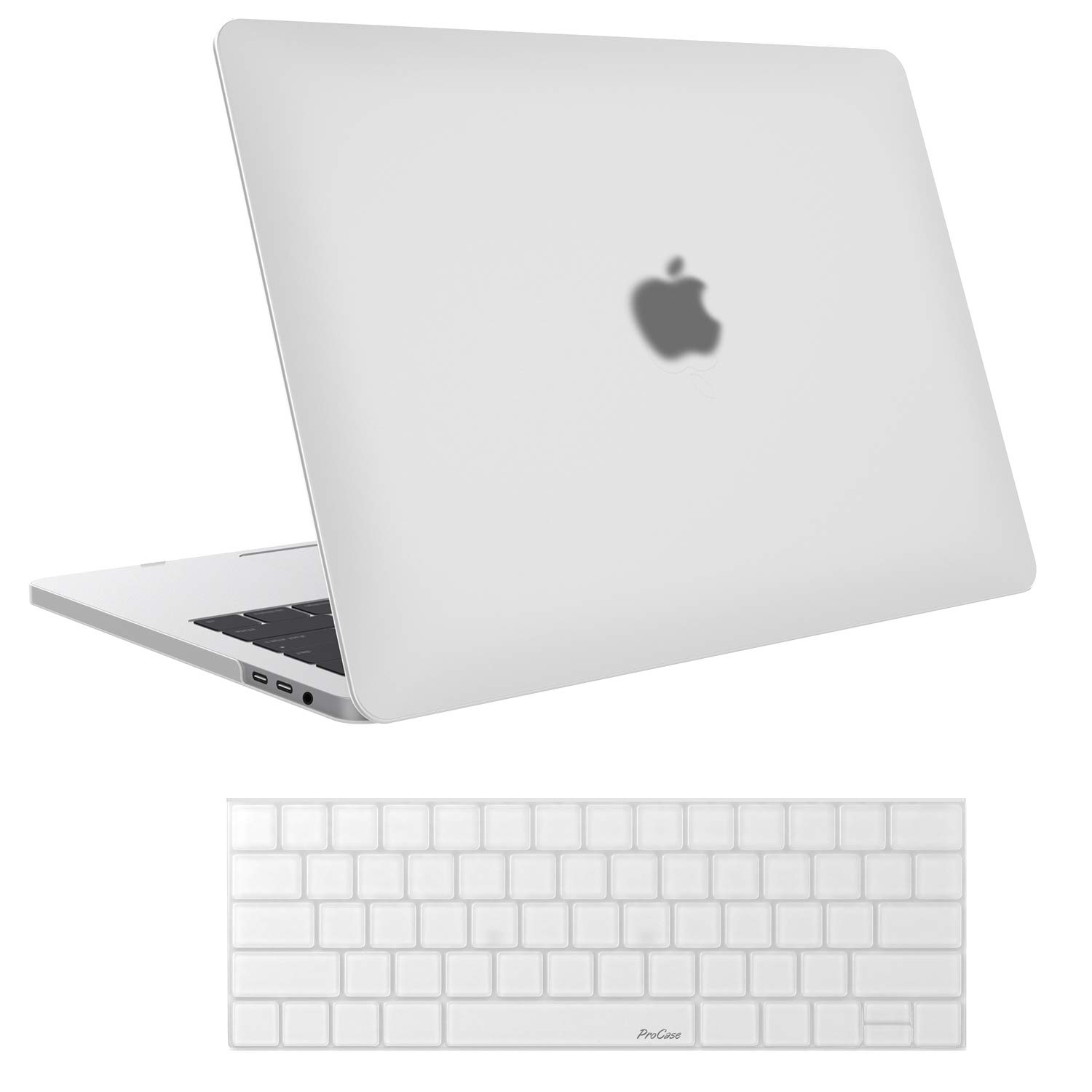 ProCase MacBook Pro 13 Case 2019 2018 2017 2016 Release A2159 A1989 A1706 A1708, Hard Case Shell Cover and Keyboard Skin Cover for Apple MacBook Pro 13 Inch with/Without Touch Bar -Frost Clear