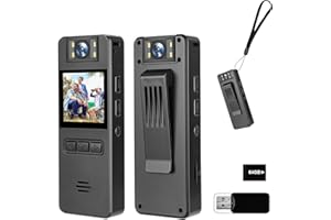 AMYWAY 64GB Mini Body Cam,1080P Video Camera with 180° Rotating Lens,120° Wide Angle,Audio and Video Recording, Portable Compact Personal Camera Personal Civilians, Police Law Enforcement