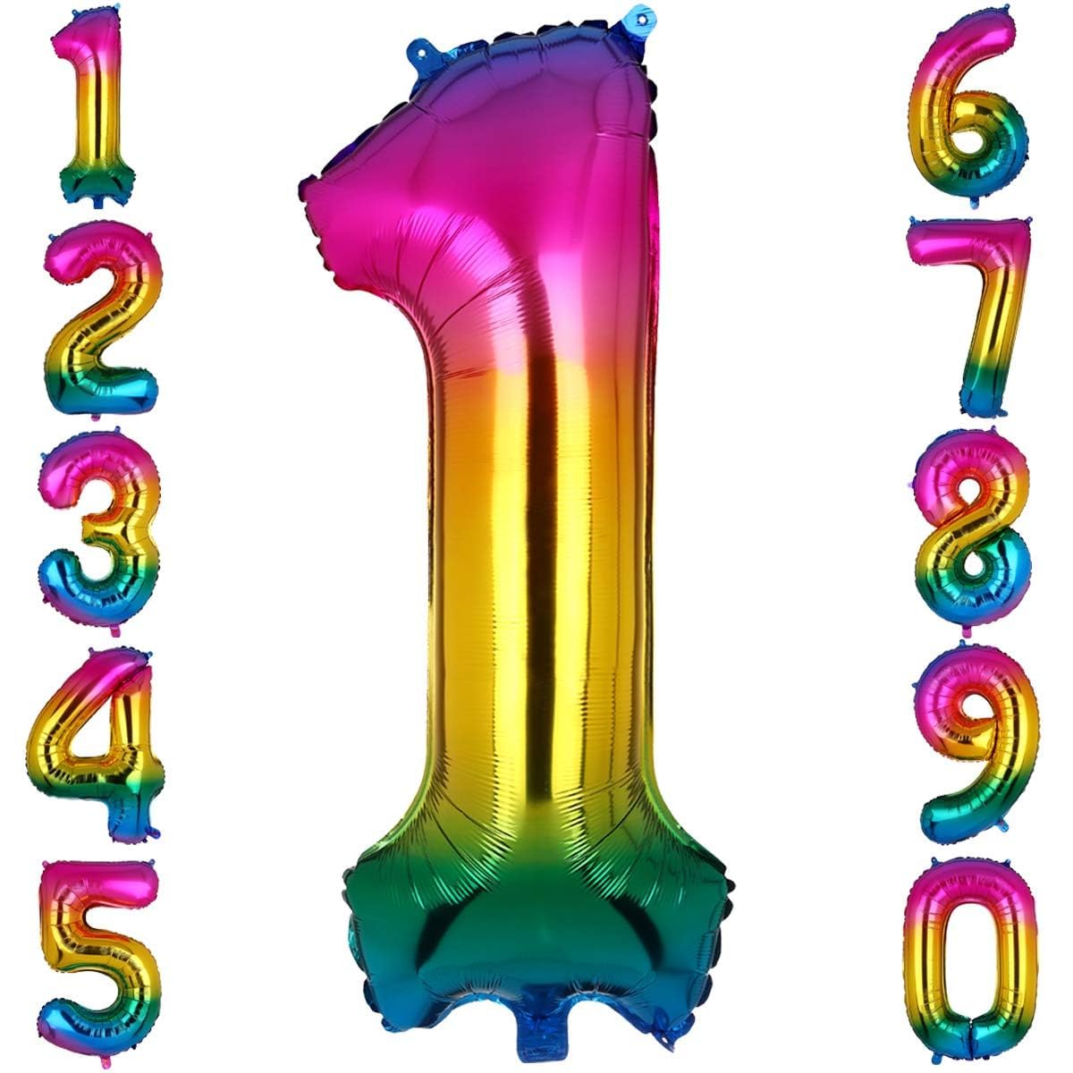 40 Inch Big Number 1 Foil Balloons Rainbow Giant Mylar Helium Balloon Girls Birthdays Party Decorations Supplies [New Rainbow 1]