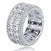 TOPGRILLZ 18K Gold Plated 2 Rows Iced out CZ Eternity Wedding Statement Round Cut Wedding Band Ring for Men and Women
