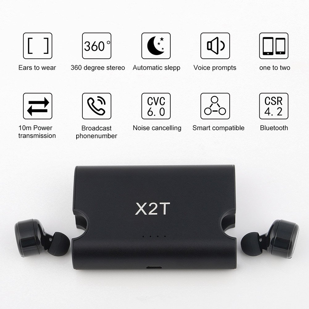 Wireless Earbuds for iPhone 8/8 Plus - WiFun Bluetooth Headphones Wireless Earphones with Charging Case for Galaxy S8/ S7/ S6/Note 8 - Twins Stereo V4.1 Bluetooth Headset with Mic (Dark Black)