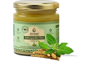 Girveda Ashwagandha A2 Gir Cow Ghee (6.76 FLOz) | Herbal medicated ghee | Gress Fed | Natural and Fresh | Made in Small Batches | Product of India