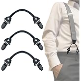 KUNN Suspender Genuine Leather Strips 3 Pcs with Double Clips End 8.5-inch Classic Attachment Replacement for Medieval Y-Back Suspenders,Black