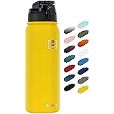 Fanhaw 20 oz Insulated Stainless Steel Water Bottle with Anti-Dust Chug Lid, Leakproof Vacuum Metal Bottle for Kids, Women & Men (Yellow)
