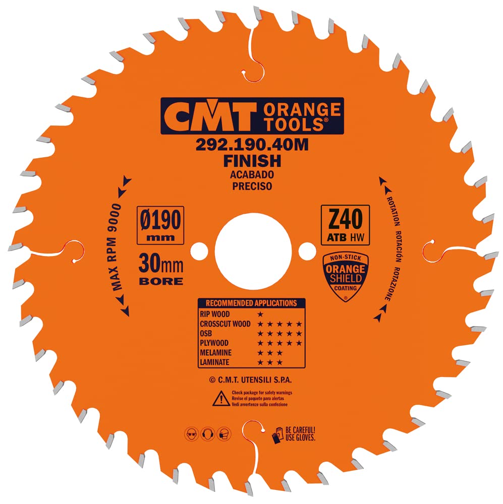 CMT ORANGE TOOLS 292.190.40 M Circular Saw 190 x 2.6 x 30 Z 40 ATB 15 Degrees