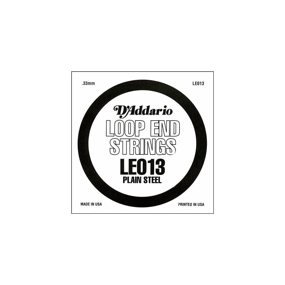 D'Addario LE013 .013 Plain Steel Loop End Single String