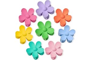 AOENJIE Flower Hair Clips 8PCS, Large Claw Clips for Women Girls Thick Thin Hair, Strong Hold Non slip Big Matte Dasiy Jaw Clamps Hair Accessories 8 Colors