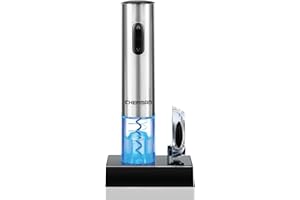 Chefman Electric Wine Opener W/ Foil Cutter, One-Touch, Open 30 Bottles On Single Charge, Automatic Corkscrew & Foil Remover,