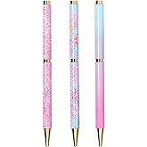 Lilly Pulitzer Metal Ink Pen Set of 3, Twist Pens with Beach Patterns and Black Ink (Assorted)
