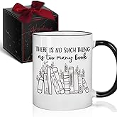 Kadiak Book Lovers Coffee Mug - There Is No Such Thing As Too Many Books, Reading Mugs for Book Lovers, Gifts for Readers, Bookish Gifts for Birthday Christmas Librarian Mug, Bookworm Cup 11oz