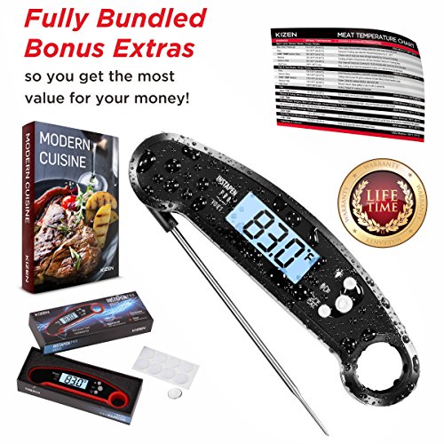 Digital Meat Thermometer- Top Waterproof Instant Read Thermometer with Talking Function, Backlight, Calibration, and Magnet. Super Fast Food Thermometer for Kitchen, Cooking BBQ, Grill! - Thumbnail 7
